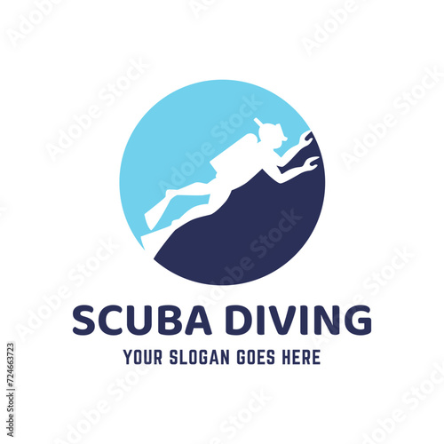 Scuba diving logo design, perfect for diving school and under water adventure logo design