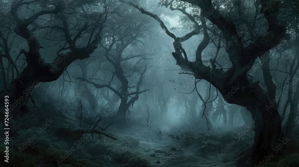 The forest is dangerous and full of darkness, Filled with twisted tree branches and eerie mist