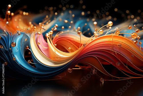 Elegant Waves of Color with Sparkling Orbs