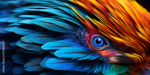 A colorful bird with a black beak,Feathered Majesty: A Symphony of Hues,Tropical Beauty in Feathers © Umair