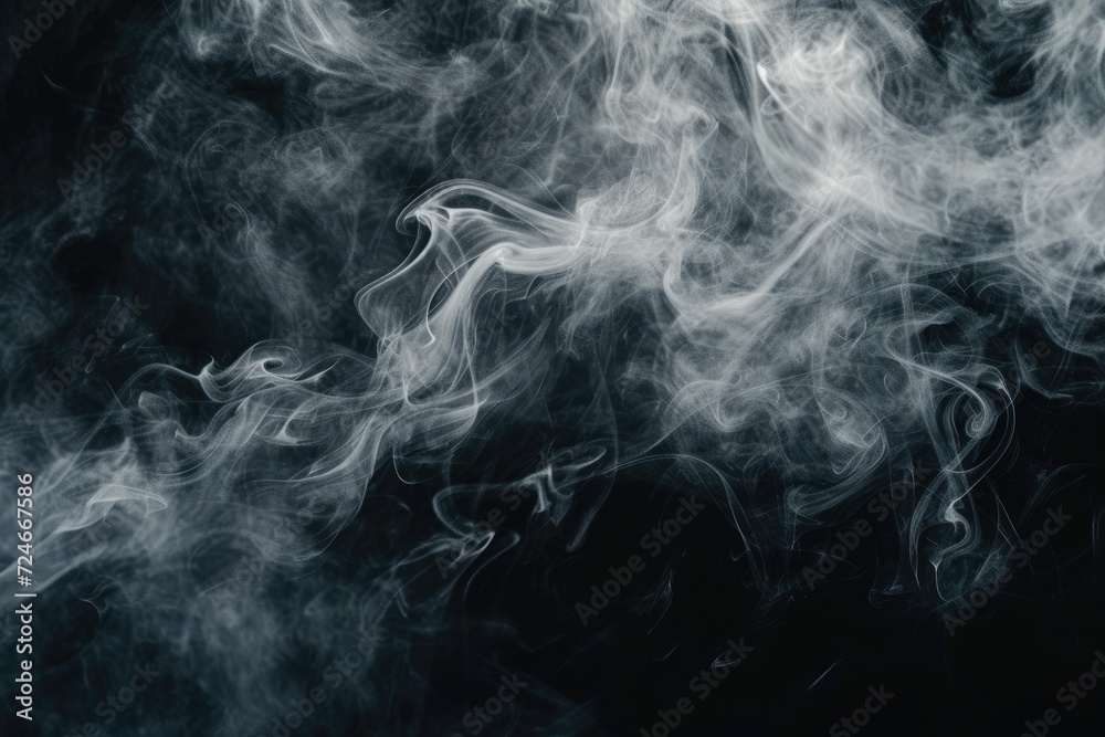 Flowing abstract fog or mist texture with smoke effect on black background - obrazy, fototapety, plakaty 