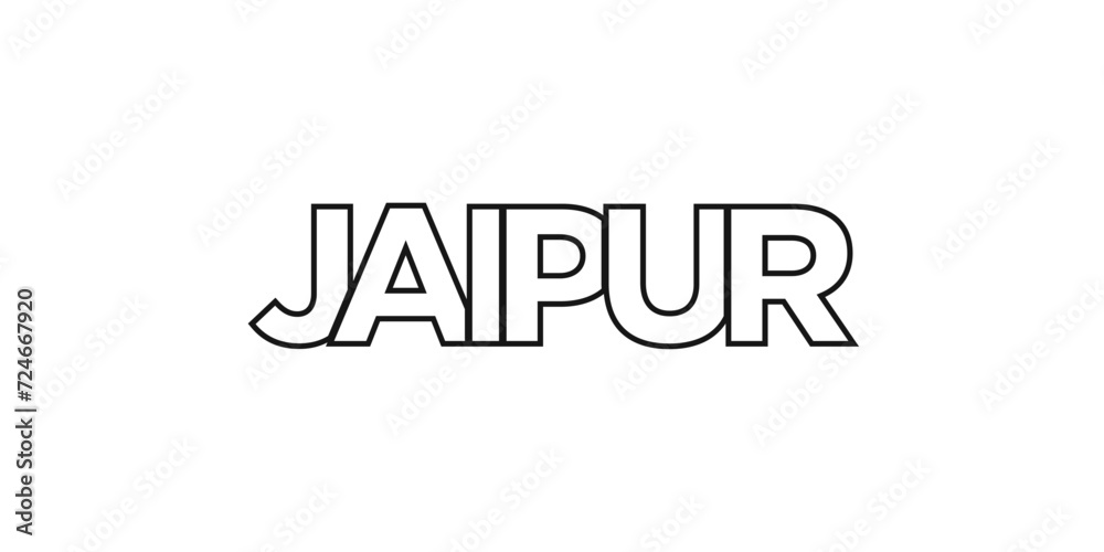 Jaipur in the India emblem. The design features a geometric style, vector illustration with bold typography in a modern font. The graphic slogan lettering. Jaipur in the India emblem. The design features a geometric style, vector illustration with bold typography in a modern font. The graphic slogan lettering.
