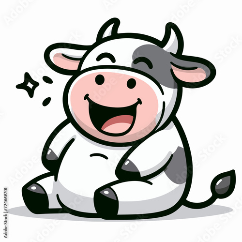 happy fat cow cartoon character mascot