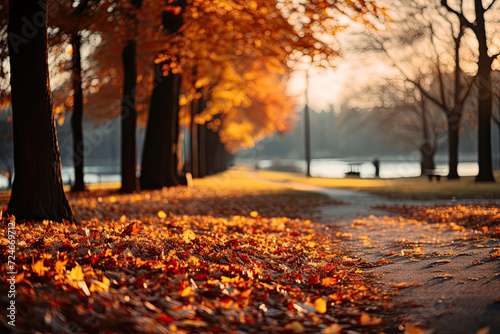 Wallpaper Mural Natures Autumn Symphony: A Verdant Oasis Amidst a Carpet of Fallen Leaves Torontodigital.ca