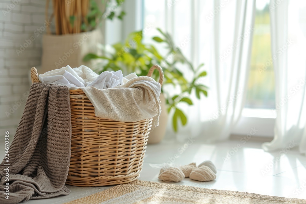 Laundry in room with basket