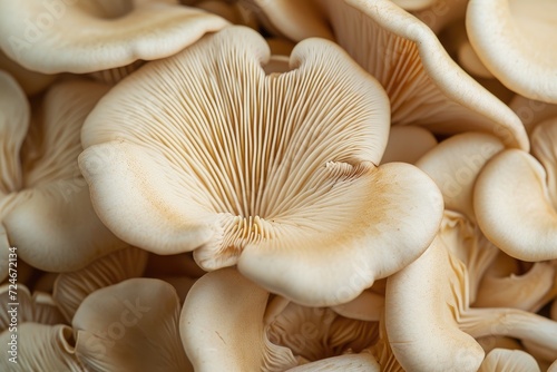 Macro view of oyster mushrooms in the background