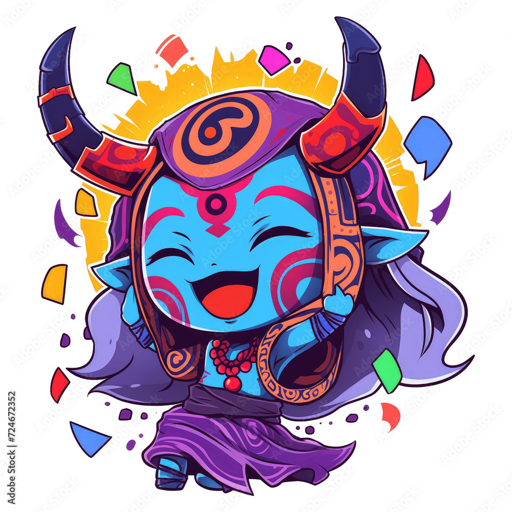 Fototapeta premium a beautiful girl design cartoon. Cute chibi monster game character.