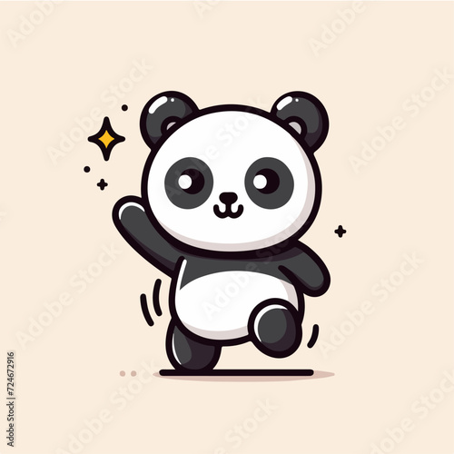 happy cute little panda child cartoon character mascot