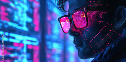 Digital Network: Modern Cyber Business Concept in Futuristic Glasses
