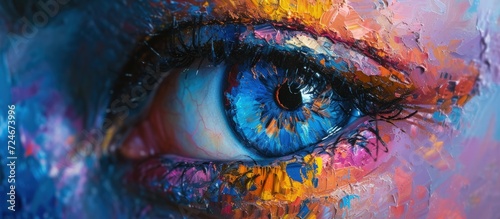 Abstract illustration eye with oil painting style. Generated AI image