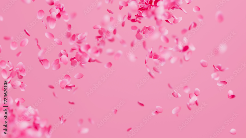 Pink Rose Petals Fly Around background. Valentines day concept. 3D render illustration Pink Rose Petals Fly Around background. Valentines day concept. 3D render illustration