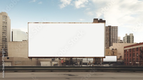 Empty urban advertisement display on a building.