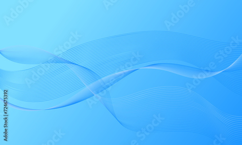 blue light soft lines wave curves with smooth gradient abstract background