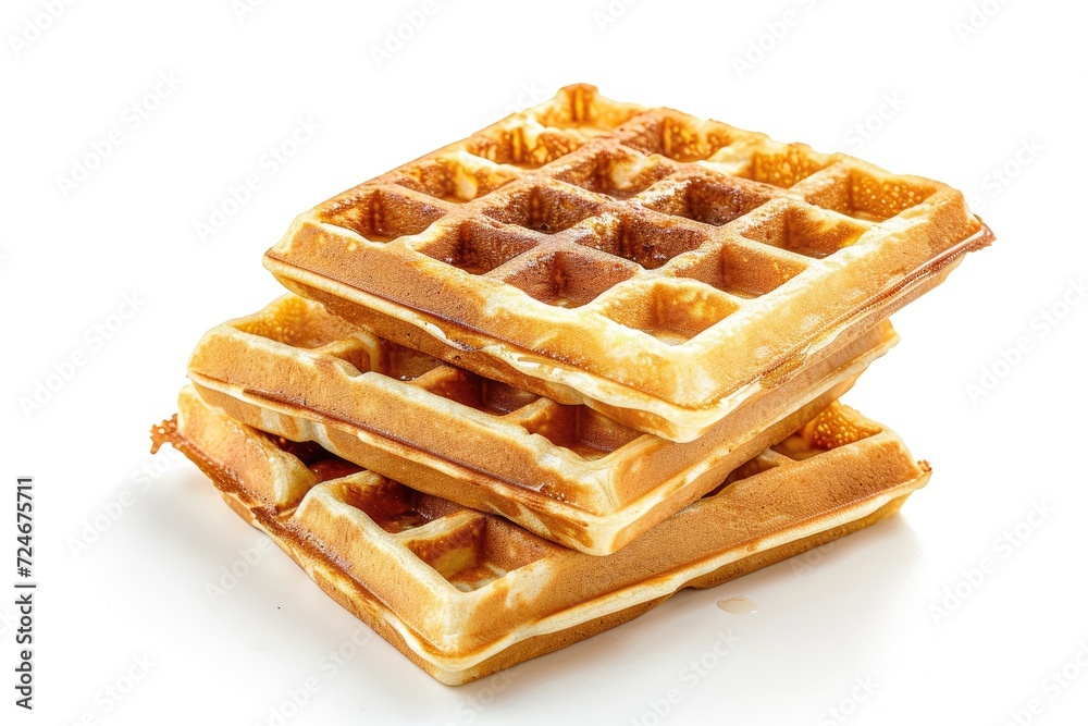 Newly made Belgian waffles on white background Newly made Belgian waffles on white background