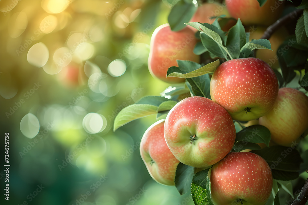 Obraz premium Farming concept - apples growing on bunch