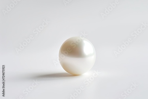 One lonely pearl stands alone on a white backdrop