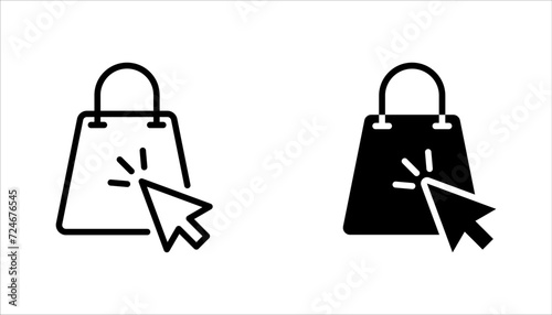 Shopping online, click and collect. Thin line icon set. vector illustration on white background photo