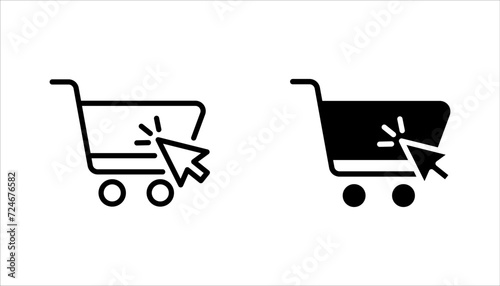 Shopping online, click and collect. Thin line icon set. vector illustration on white background