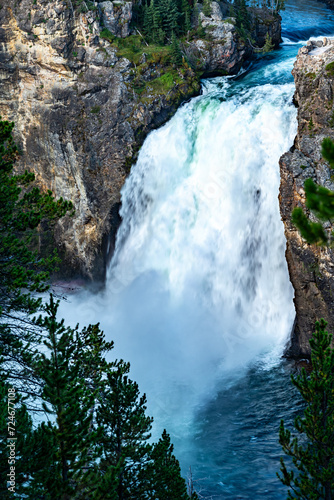 Lower Falls in Yellowstone Grand Canyon seen from Artist Point. Yellowstone National Park, Wyoming, USA