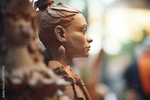 focus on a clay sculpture in the midst of creation