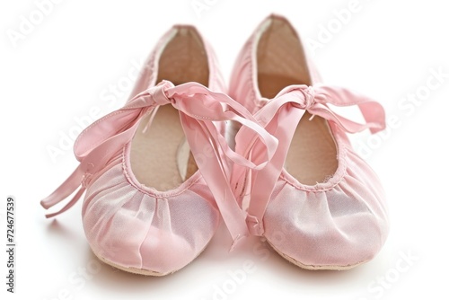 Pink ballet shoes on a white backdrop