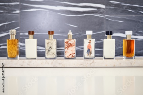 a line of unbranded jarred lotions on a granite slab