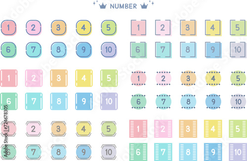 カラフルな数字アイコン イラスト素材セット / vector eps