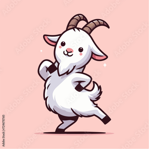 cute goat cartoon character mascot