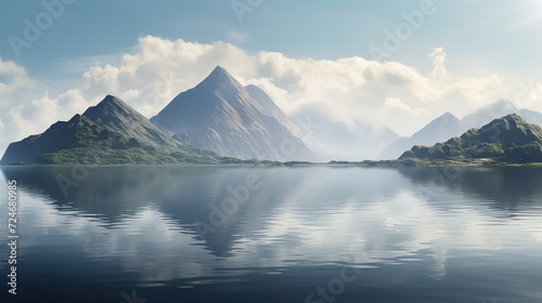 Mountains reflected in the water