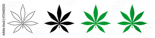 Cannabis vector icons. Marijuana leaf icons. Weed symbols. Cannabis Leafs photo