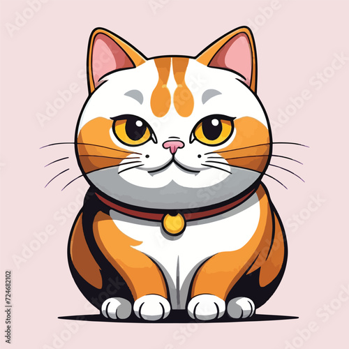 vector of cute lazy fat cat, kids tshirt, element design.