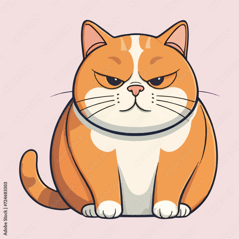 vector of cute lazy fat cat, kids tshirt, element design. vector of cute lazy fat cat, kids tshirt, element design.