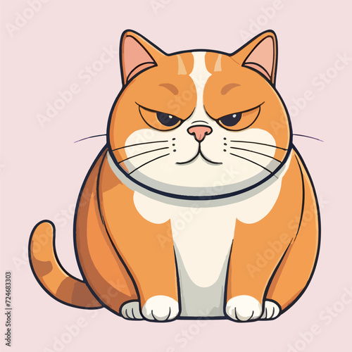 vector of cute lazy fat cat, kids tshirt, element design.