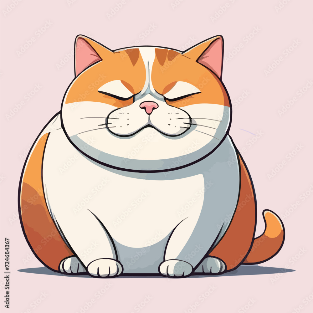 vector of cute lazy fat cat, kids tshirt, element design.