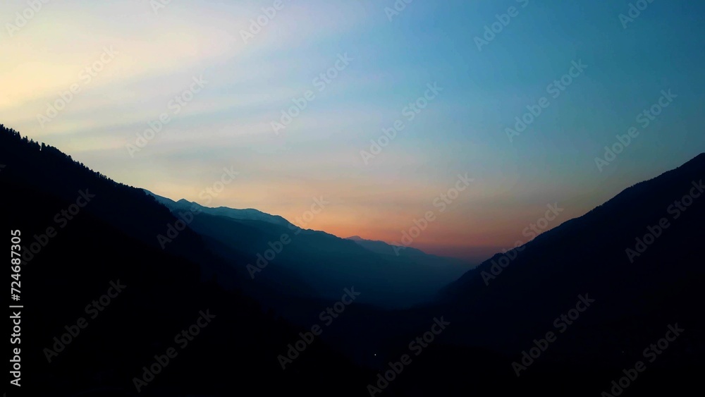 Aerial view  of Clouds and Snow Hills Kokser and Sonmarg, himachal Pradesh, India