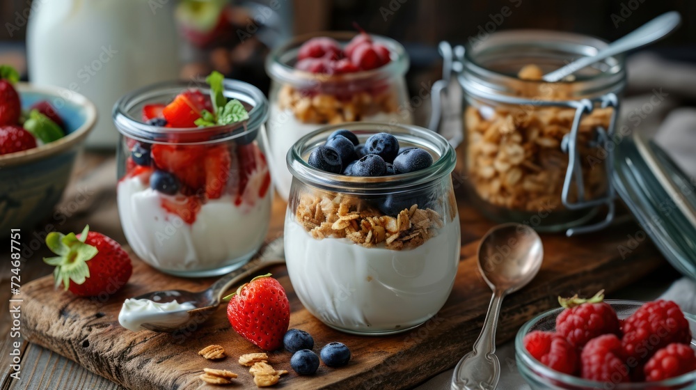 yogurt to various jars and dishes, try a variety of toppings and always include large container in shot, food, dessert, sweet, fresh, dairy, delicious, breakfast, fruit, organic yogurt to various jars and dishes, try a variety of toppings and always include large container in shot, food, dessert, sweet, fresh, dairy, delicious, breakfast, fruit, organic