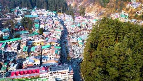 Aerial view Citi of Manali Landscape, Himachal Pradesh, India,  photo