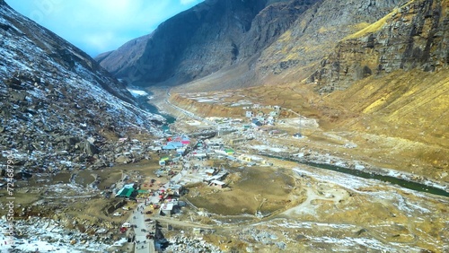 Aerial view  of Clouds and Snow Hills Kokser and Sonmarg, himachal Pradesh, India photo