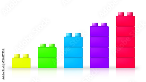 3D Diagram Or Chart With Toy Blocks Bricks