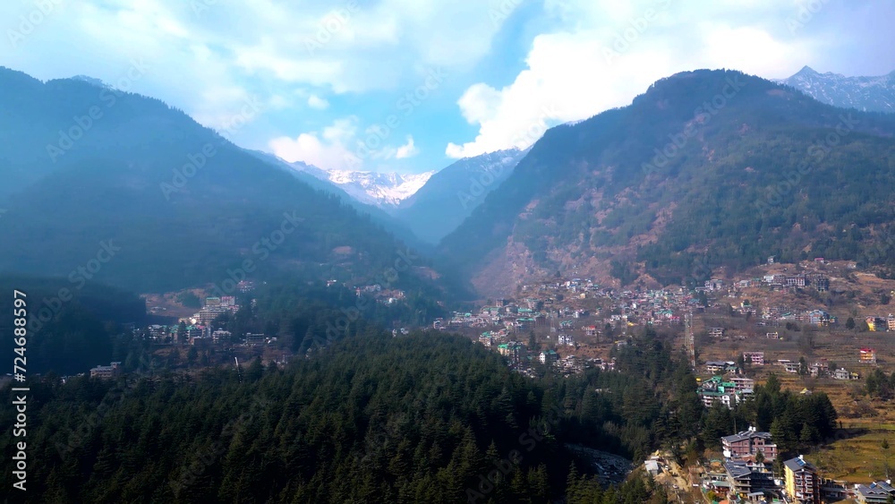 Aerial view of Clouds and Snow Hills Kokser and Sonmarg, himachal Pradesh, India Aerial view of Clouds and Snow Hills Kokser and Sonmarg, himachal Pradesh, India