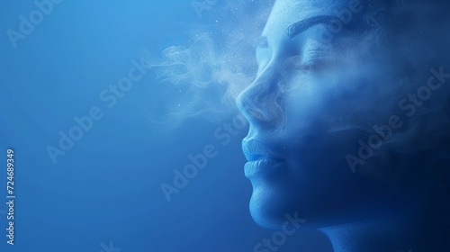 Medical Support relax, blue, stylish medical relaxed and color dust , with a blurred background elements on first plan, isolated on blue background