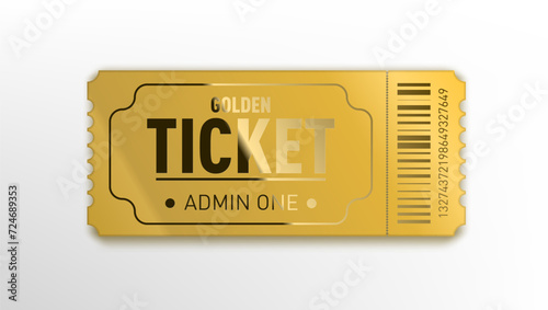 Glossy Golden Ticket Invite Template On White