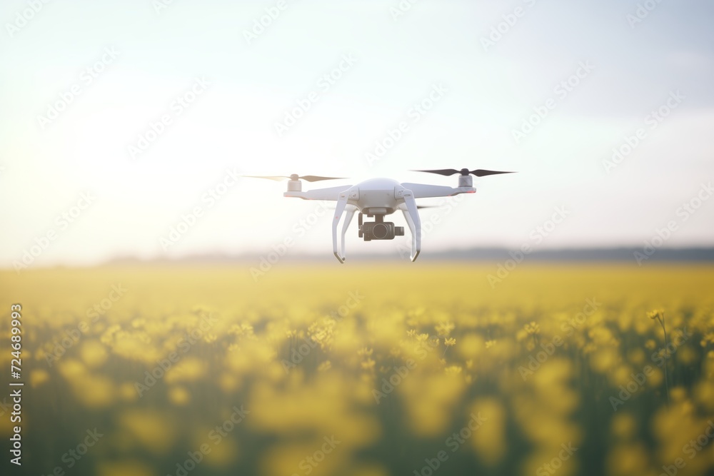 drone hovering over a flower field drone hovering over a flower field