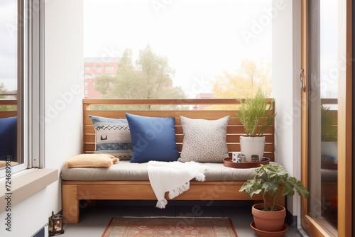 meditation corner on an enclosed, serene balcony with waterproof pillows