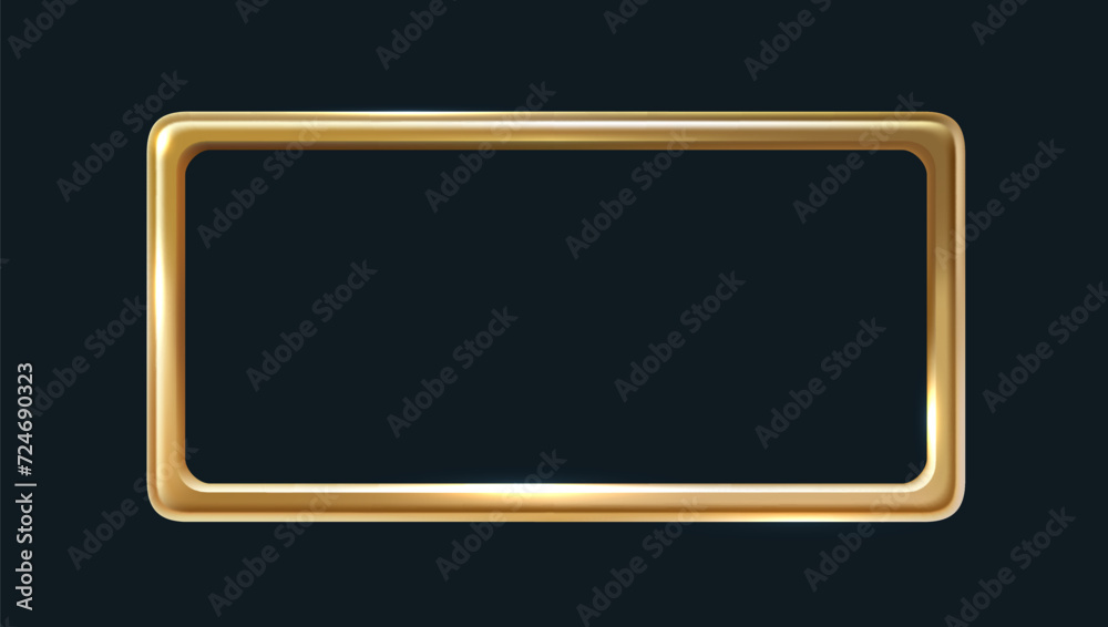 Big Gold Rectangle Frame Isolated On Black Back Big Gold Rectangle Frame Isolated On Black Back