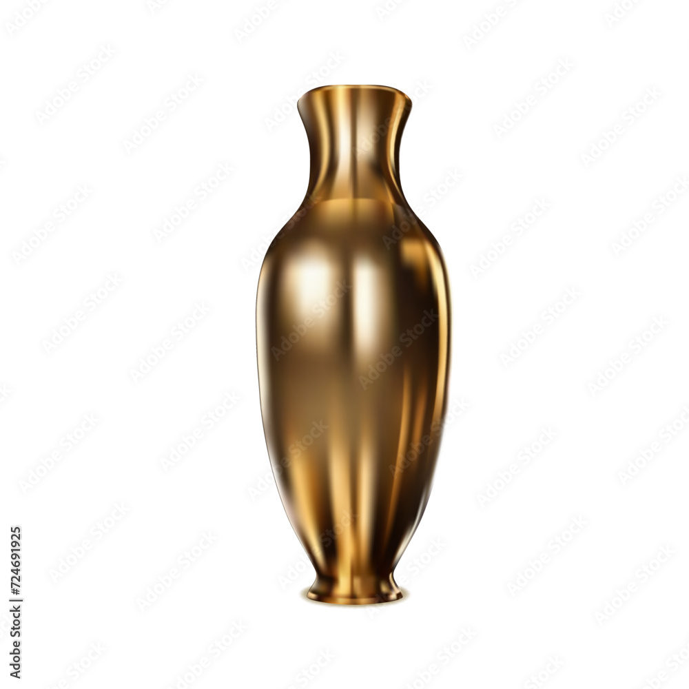 3D Glossy Golden Vase With Shadow On White 3D Glossy Golden Vase With Shadow On White