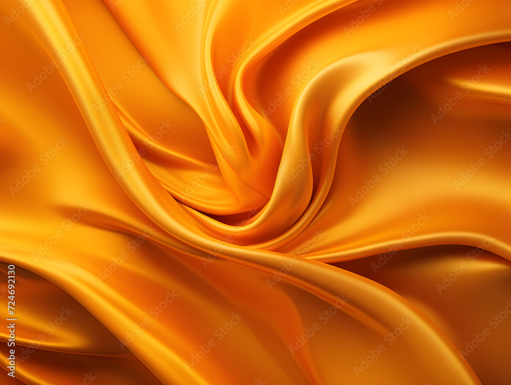 Fototapeta premium A yellow silk fabric background image, close proximity close up