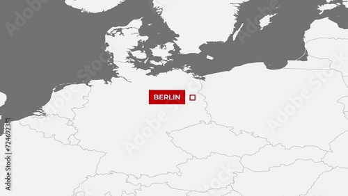 Zoom In To Berlin On World Map. Animation in 4K Video