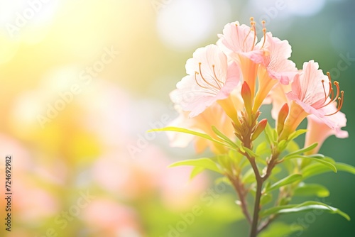 azalea flowers in bloom with soft sunlight