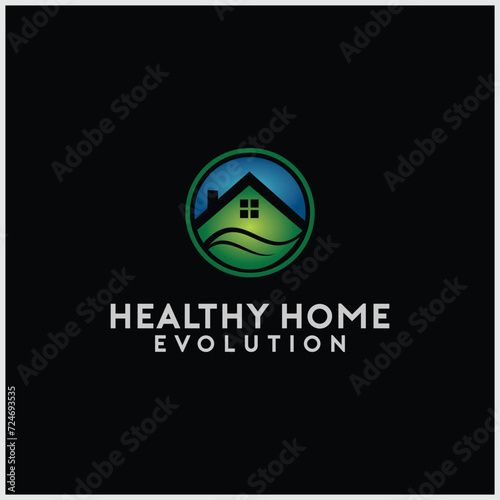 home nature logo vector design for healthy living concept